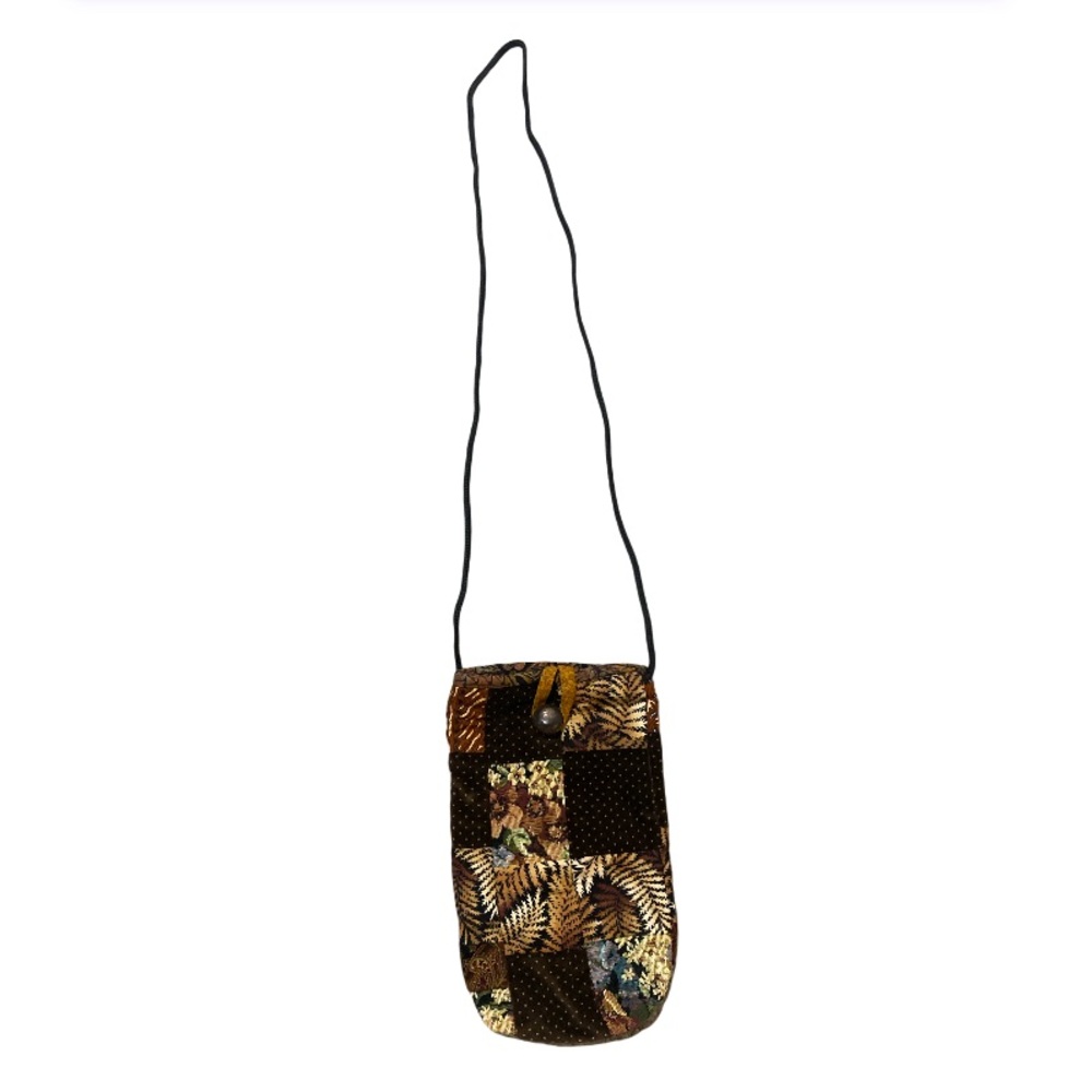 Vintage Hand Sewed Quilted Water-bottle Holder Purse Shoulder Strap Fall